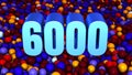 Number 6000 3D Extrude On Blue Red Colorful Ball Pit Balls Background 3D