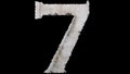 number 7 3d font crumbling stone effect carved