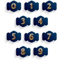 0-9 Number 3D in Shadow Flat Icons Label Set Royalty Free Stock Photo