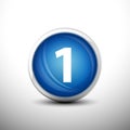 Number 1 in 3D Shiny Blue Keys for web Icons Royalty Free Stock Photo