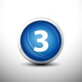Number 3 in 3D Shiny Blue Keys for web Icons Royalty Free Stock Photo