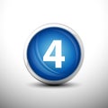 Number 4 in 3D Shiny Blue Keys for web Icons Royalty Free Stock Photo