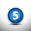 Number 5 in 3D Shiny Blue Keys for web Icons Royalty Free Stock Photo
