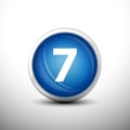 Number 7 in 3D Shiny Blue Keys for web Icons Royalty Free Stock Photo