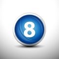 Number 8 in 3D Shiny Blue Keys for web Icons Royalty Free Stock Photo