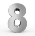 Number 8 3d silver isolated on white