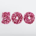 Number 500 3D Text Illustration, Digits With Pink And Cream Colors Stars, 3D Render In 4K Resolution Royalty Free Stock Photo