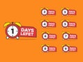 Number days left countdown alarm.an be use for promotion.sale.poster.banner.flyer - vector