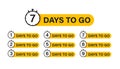 Number 1, 2, 3, 4, 5, 6, 7, 8, 9, 10, of days left to go. Collection badges sale, landing page, banner