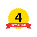 Number 4 of days to go. Collection badges sale, landing page, banner.Vector illustration