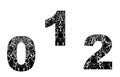 Number design element with floral texture (0-1-2)