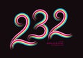 232 number design vector, graphic t shirt, 232 years anniversary celebration logotype colorful line, 232th birthday logo, Banner