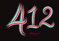 412 number design vector, graphic t shirt, 412 years anniversary celebration logotype colorful line,412th birthday logo, Banner