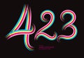 423 number design vector, graphic t shirt, 423 years anniversary celebration logotype colorful line,423th birthday logo, Banner