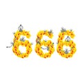 666 number of devil. Fire numeric. Skeletons in inferno. Sinners Royalty Free Stock Photo