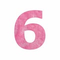 Number digit six - Pink plush texture