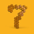Number 7. Digital sign. Honey font on a yellow background. 3D