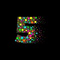 Number 5 in Dispersion Effect, Scattering Circles/Bubbles,Colorful vector