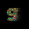 Number 9 in Dispersion Effect, Scattering Circles/Bubbles,Colorful vector