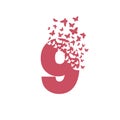 Number 9 dissolves into a cloud of butterfly, moth