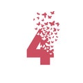 Number 4 dissolves into a cloud of butterfly, moth