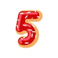 Number 5 donut. Doughnut font five. Sweet alphabet. candy letter