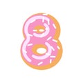Number 8 donut. Doughnut font. Sweet alphabet. candy lettering.