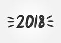 The number 2018 is drawn by hand with a rough brush. Royalty Free Stock Photo