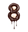 Number 8 with dripping drops is made of melted chocolate