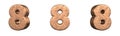 Number 8 Eight from Copper numbers collection set. Isolated. 3D Rendering