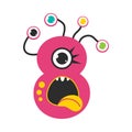 Number Eight Cute Monster, Funny Fantasy Alien Character, Mathematics Symbol, Learning Material for Kids Cartoon Style