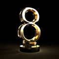 number eight golden 3D font. 3D rendering text