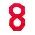 Number eight made from red scotch tape on a white background Royalty Free Stock Photo