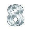 Number 8 eight made of silver balloon isolated on a white background.