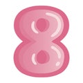 Number 8 Eight Pink Bold Alphabet Vector Icon