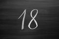 number eighteen enumeration written with a chalk