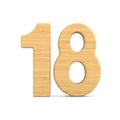 Number eighteen on white background. Isolated 3D illustration