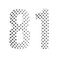 Number Eighty-one, 81 in halftone. Dotted illustration isolated on a white background. Vector illustration Royalty Free Stock Photo