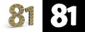 Number eighty-one (number 81) with perforated gold segments Royalty Free Stock Photo
