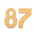 Number eighty seven on white background. Isolated 3D illustration