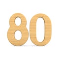 Number eighty on white background. Isolated 3D illustration