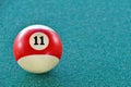Number eleven on pool ball Royalty Free Stock Photo