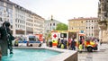 Ambulance Crew attends to a public emergency on Marienplatz in Munich Germany