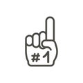 Number 1 fan icon vector. Line finger hand symbol.