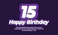 Number 15 fifteen year celebration birthday font 3d purple design