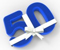 Number Fifty With Ribbon Shows Fiftieth Royalty Free Stock Photo