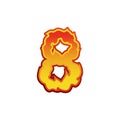 Number 8 fire. Flames Font eight . Tattoo alphabet character. fiery sign ABC Royalty Free Stock Photo