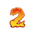 Number 2 fire. Flames Font two. Tattoo alphabet character. fiery Royalty Free Stock Photo