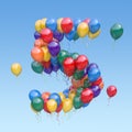 Number 5 five from balloons in the sky. Text letter for age, holiday, birthday, celebration
