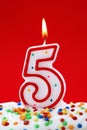 Number five birthday candle